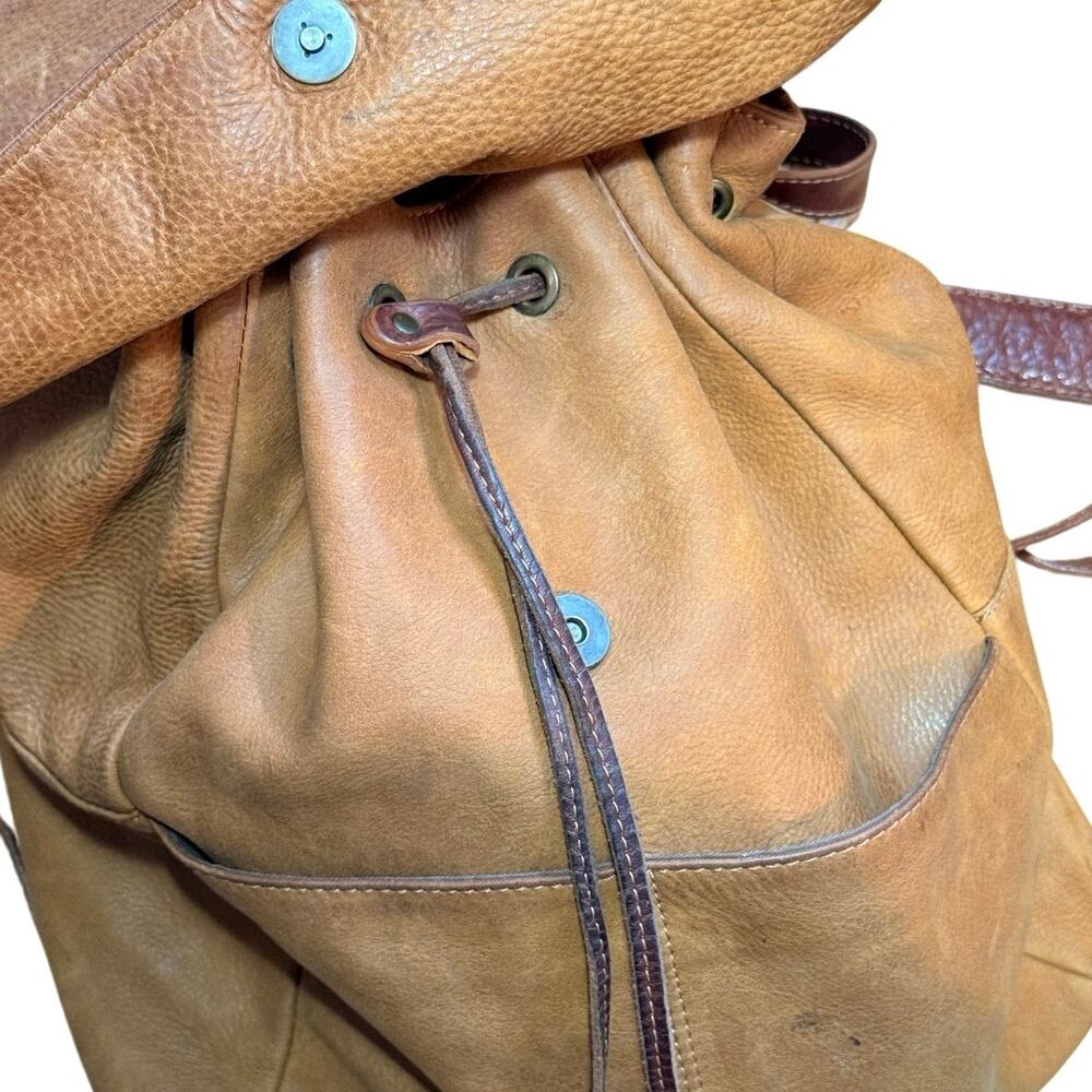 Sundance Made in Italy Brown Leather Backpack Purse Rucksack AS IS Flaws - Picture 6 of 9